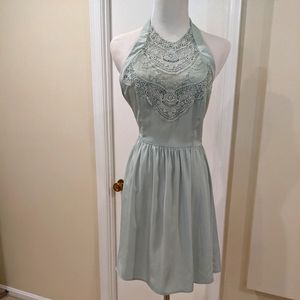 Pastel green halter flowy dress